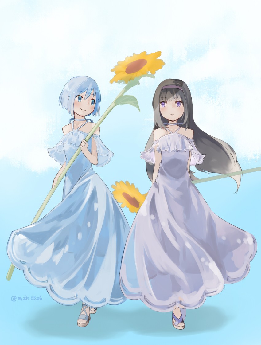 akemi homura and miki sayaka (mahou shoujo madoka magica) drawn by mzk0526