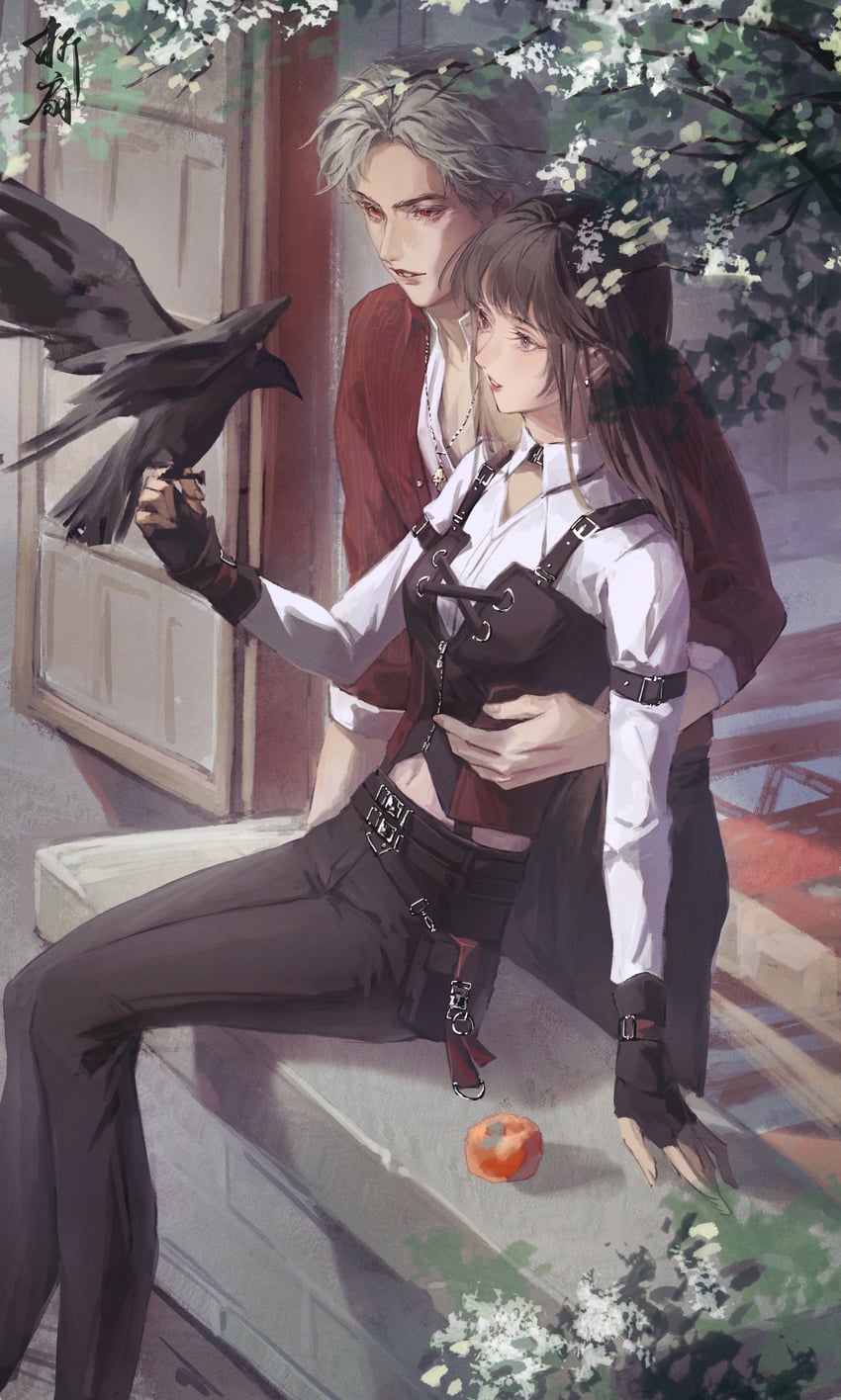 protagonist and sylus (love and deepspace) drawn by zheshanshan
