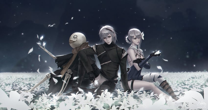 kaine, emil, and nier (nier and 1 more) drawn by lisa_buijteweg