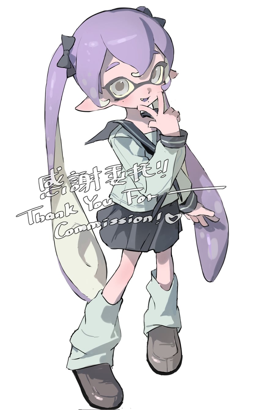 inkling player character and inkling girl (splatoon) drawn by p-pepper