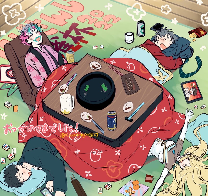 saegusa akina, yashiro kizuku, joe rikiichi, luis cammy, and maimoto keisuke (nijisanji) drawn by ninahachi
