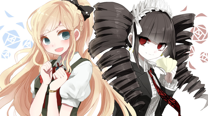 celestia ludenberg and sonia nevermind (danganronpa and 2 more) drawn by shine5s
