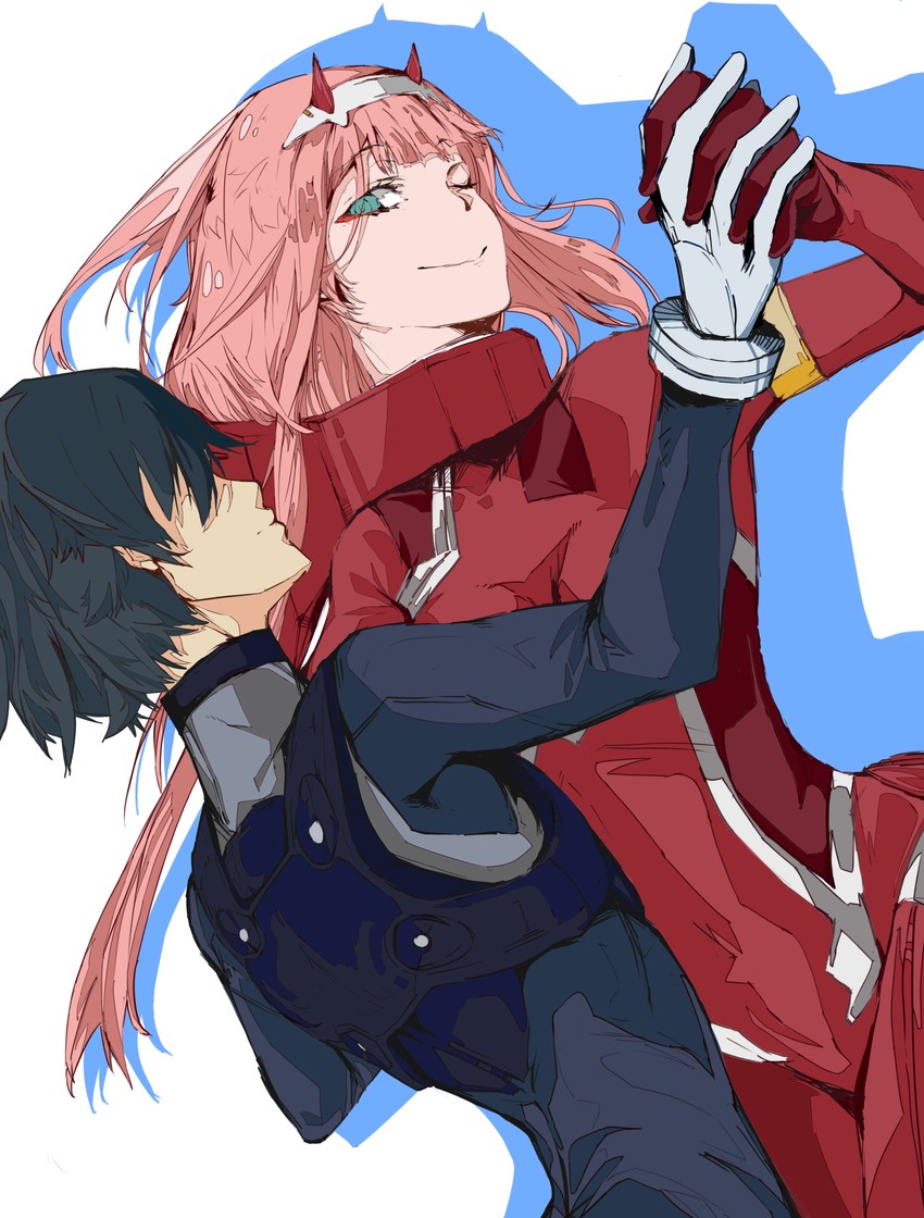 zero two and hiro (darling in the franxx) drawn by touwaki14