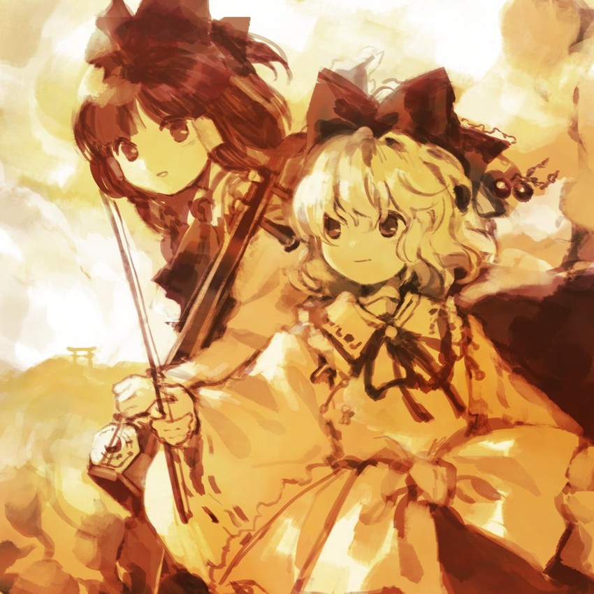 hakurei reimu and satsuki rin (touhou) drawn by kaigen_1025