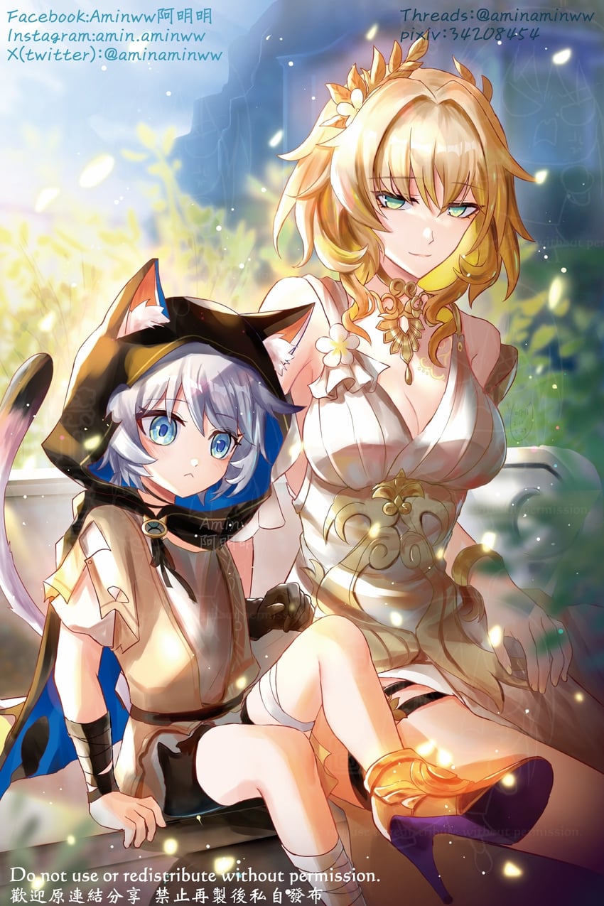 aglaea and cipher (honkai and 1 more) drawn by aminww_amingming
