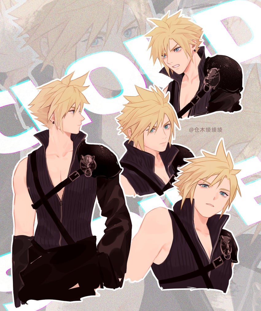 cloud strife (final fantasy and 2 more) drawn by chicken_movement
