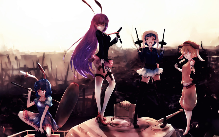 reisen udongein inaba, seiran, ringo, and reisen (touhou) drawn by nekoya_(liu)