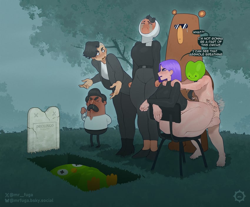 duo, lily, zari, oscar, lin, and 1 more (duolingo) drawn by mrfuga