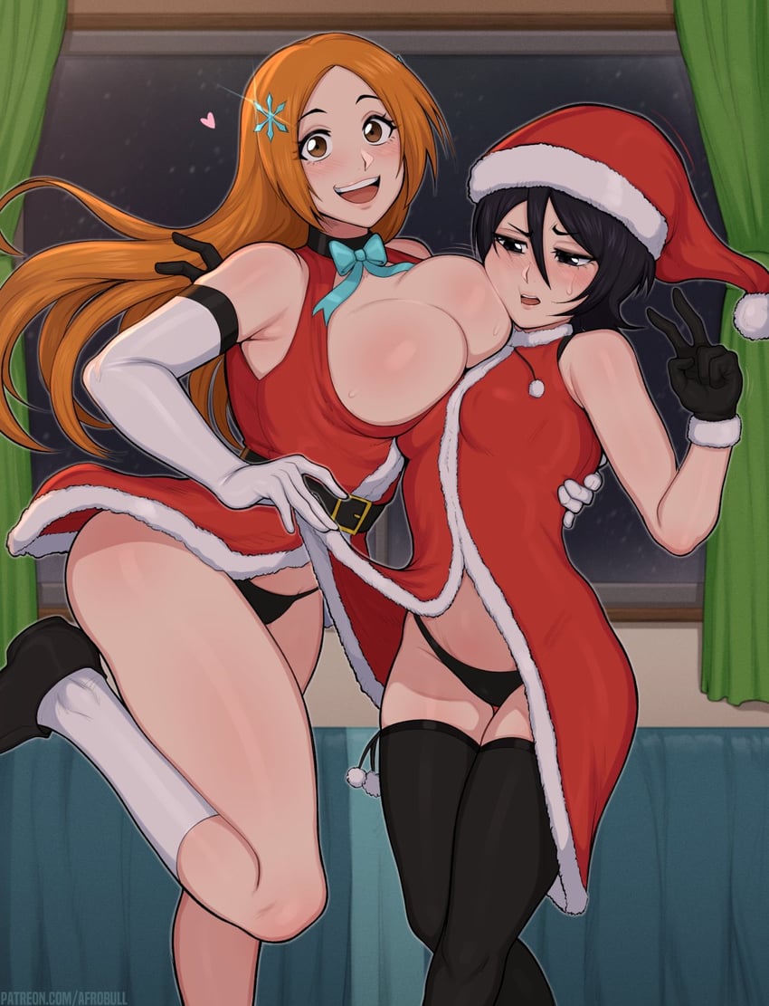 kuchiki rukia and inoue orihime (bleach) drawn by afrobull