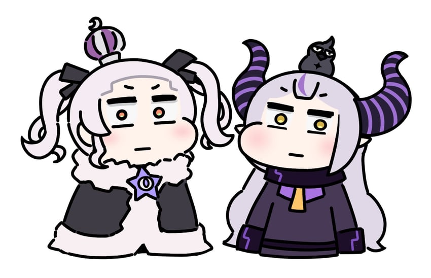 murasaki shion, la+ darknesss, and crow (hololive) drawn by toripuru_(tripl3)