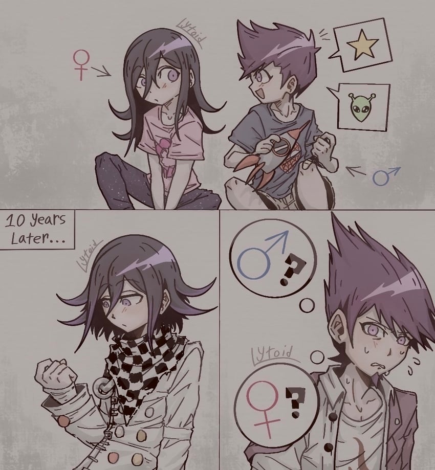 oma kokichi and momota kaito (danganronpa and 1 more) drawn by lytoid
