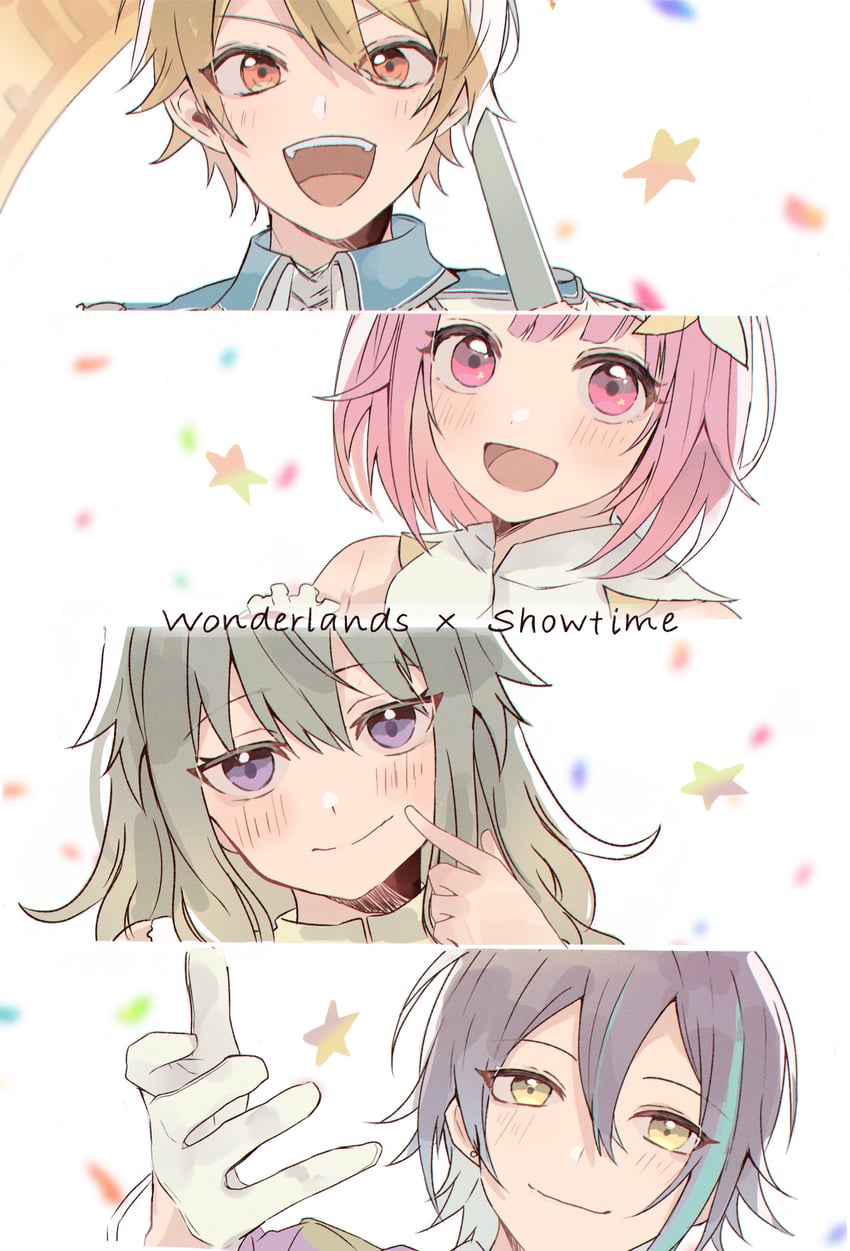 ootori emu, tenma tsukasa, kusanagi nene, and kamishiro rui (project sekai) drawn by hina_wonder