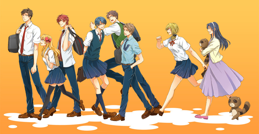 sakura chiyo, kashima yuu, nozaki umetarou, hori masayuki, mikoshiba mikoto, and 3 more (gekkan shoujo nozaki-kun) drawn by verde_(mirror_or_mirage)