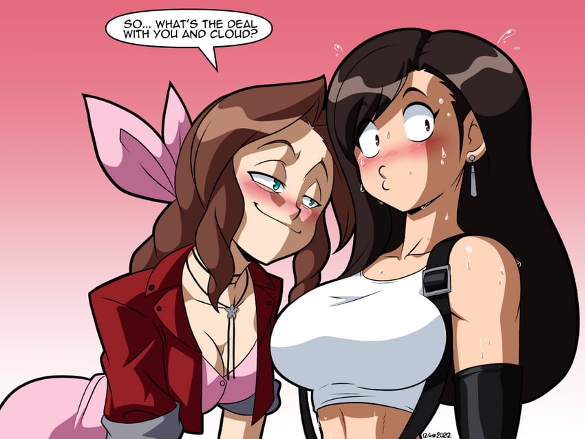 tifa lockhart and aerith gainsborough (final fantasy and 1 more) drawn by robert_j_case