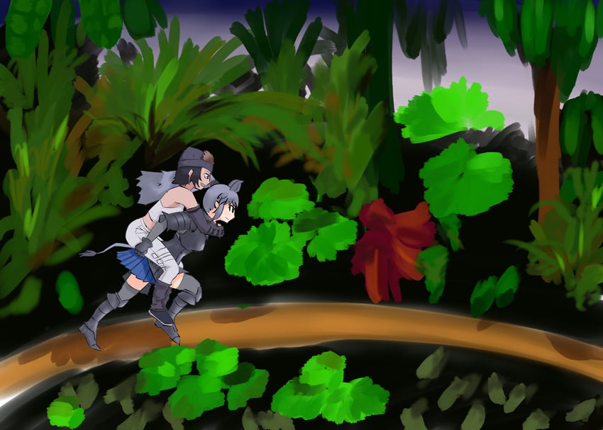 western lowland gorilla and black rhinoceros (kemono friends and 2 more) drawn by washimi_mizuki
