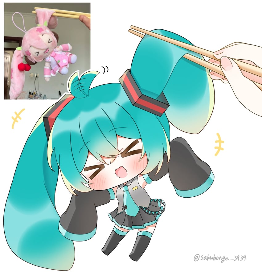 hatsune miku and sakura miku (vocaloid) drawn by sakubonge_3939