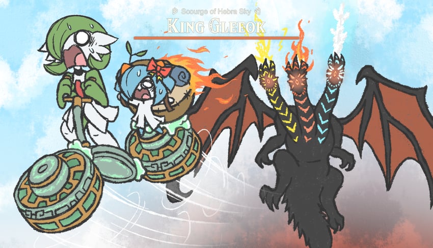 gardevoir, kirlia, airalin, serene, gleeok, and 1 more (pokemon and 2 more) drawn by rakkuguy