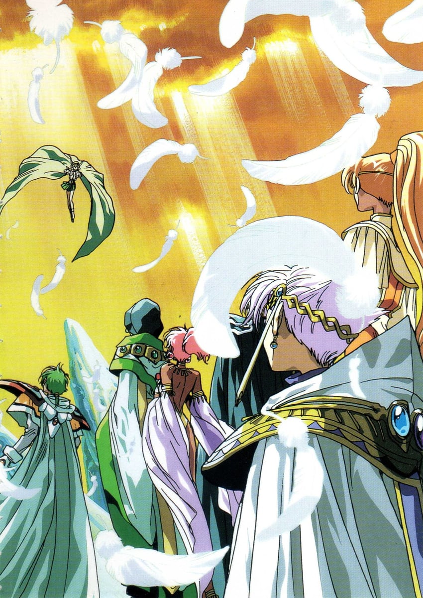 ascot, ferio, clef, caldina, and presea (magic knight rayearth) drawn by clamp_(circle)