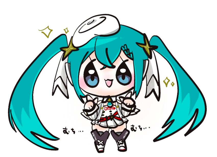 hatsune miku and racing miku (vocaloid and 1 more) drawn by homma_nuruneko