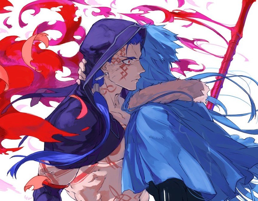 cu chulainn alter and cu chulainn (fate and 1 more) drawn by iz_izhara