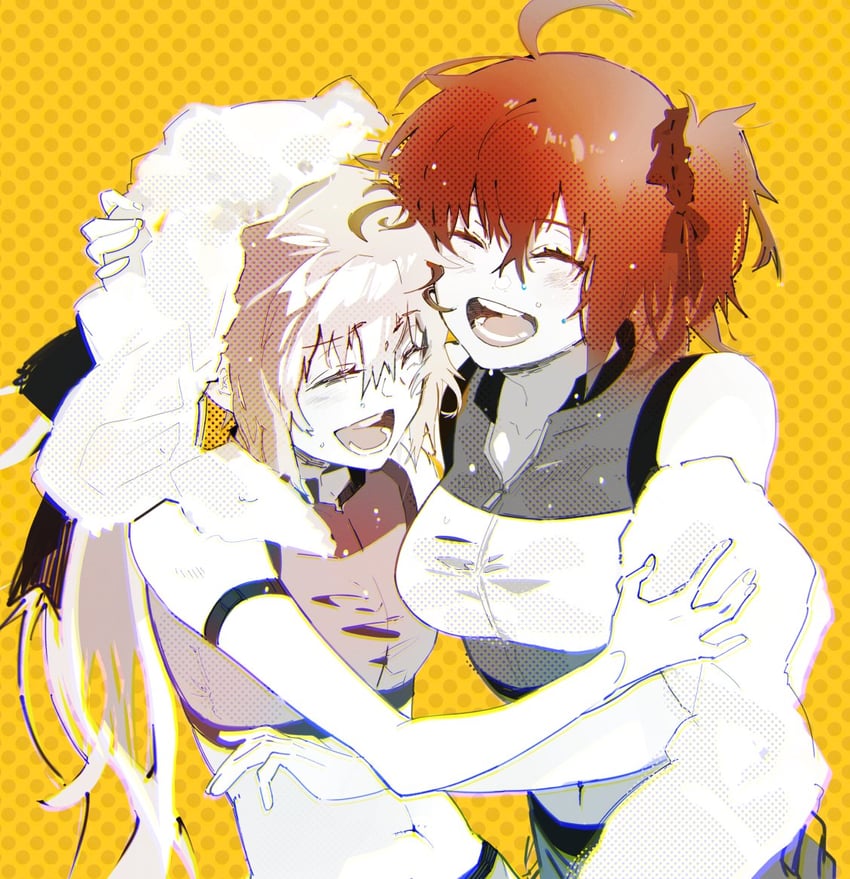artoria pendragon, fujimaru ritsuka, and artoria caster (fate and 1 more) drawn by hanako_(onikutabetaiyo)