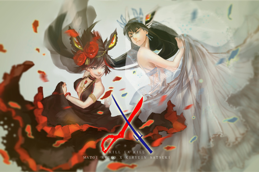 matoi ryuuko, senketsu, kiryuuin satsuki, and junketsu (kill la kill) drawn by xiao_(creation0528)