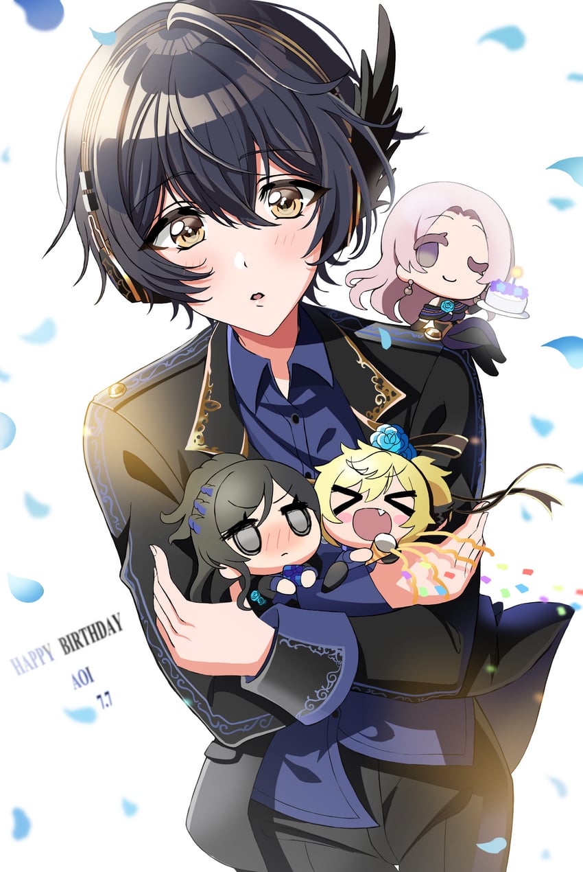 miyake aoi, aoyagi tsubaki, tsukimiyama nagisa, and yano hiiro (d4dj) drawn by bakkanda