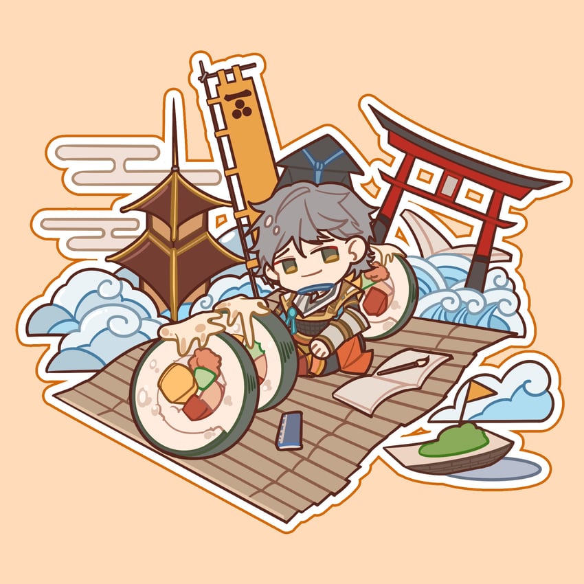 mouri motonari (sengoku musou) drawn by hoshi_take33