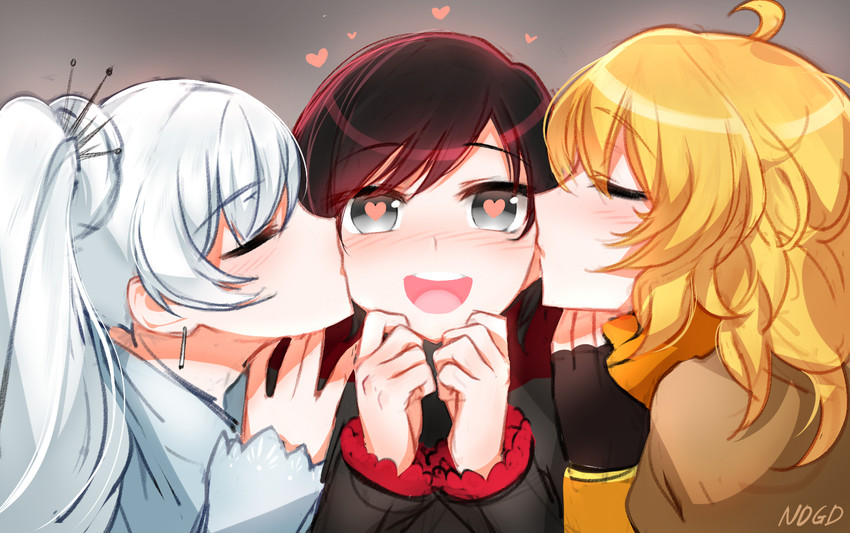 ruby rose, weiss schnee, and yang xiao long (rwby) drawn by ndgd