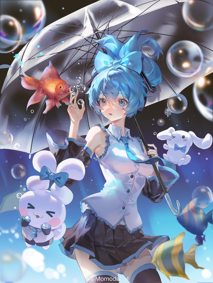 hatsune miku, cinnamoroll, and cinnamiku (vocaloid and 2 more) drawn by momodacat