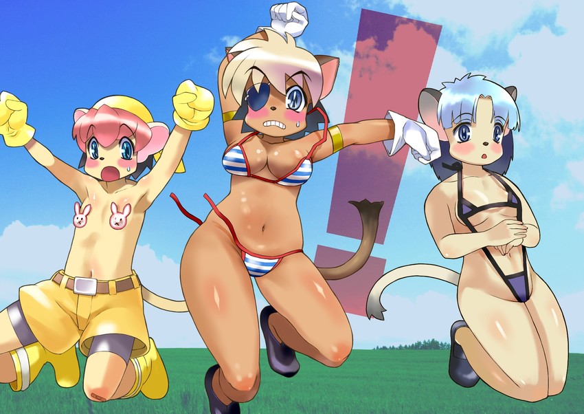 alicia priss, stare priss, and flare priss (little tail bronx and 1 more) drawn by ameyama_denshin