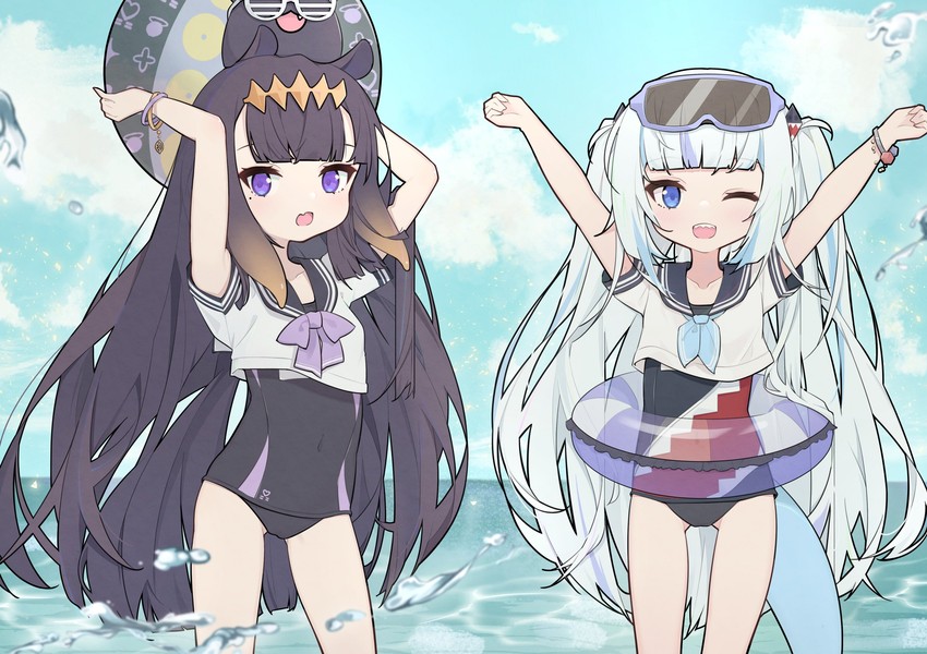 gawr gura, ninomae ina'nis, and takodachi (hololive and 1 more) drawn by cp2980606
