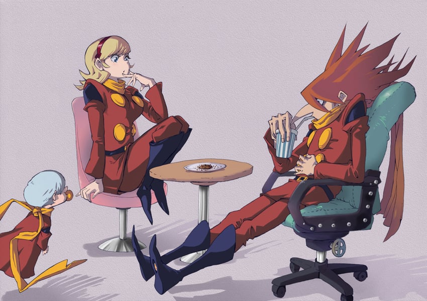 francoise arnoul, jet link, and ivan whisky (cyborg 009) drawn by horikoshi_kouhei