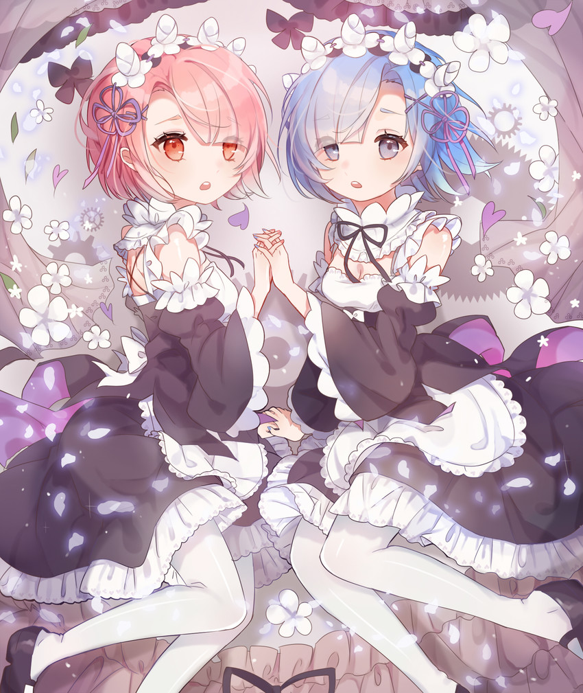 rem and ram (re:zero kara hajimeru isekai seikatsu) drawn by sika