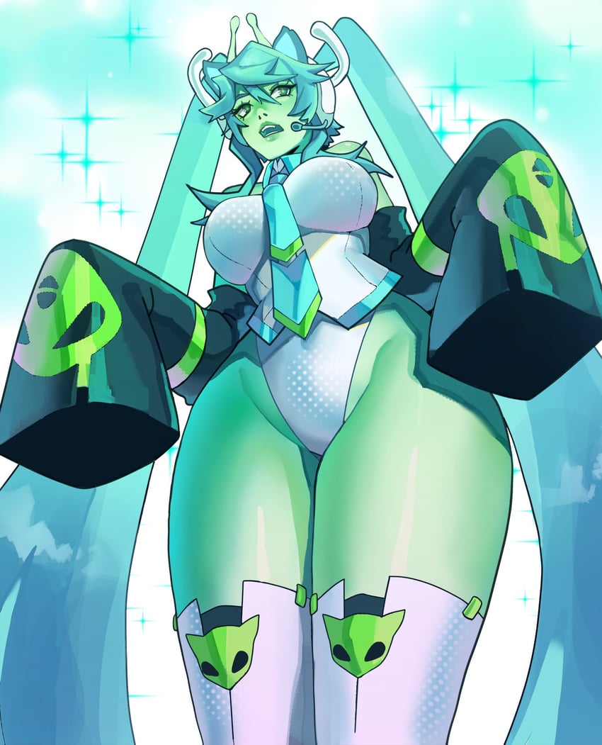 hatsune miku and glorpi miku (vocaloid) drawn by whysoblau