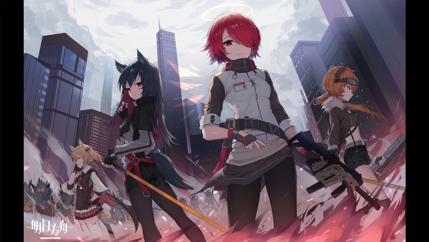 texas, exusiai, sora, and croissant (arknights) drawn by topu