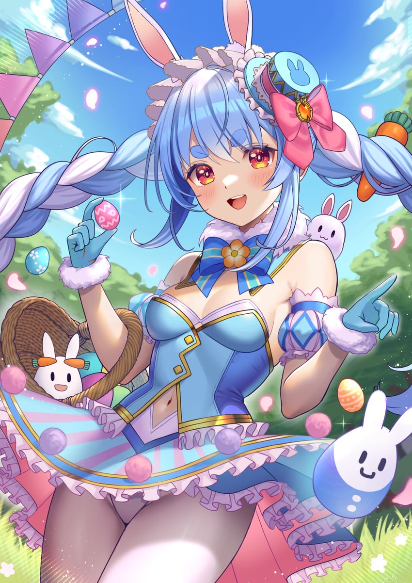 usada pekora, don-chan, and pekomon (hololive) drawn by imahuku