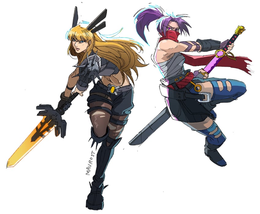 psylocke and magik (marvel and 2 more) drawn by raph_mavrost