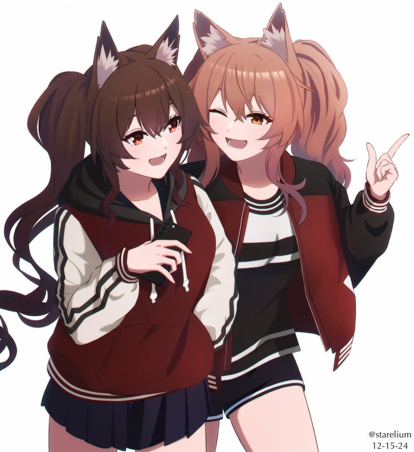 angelina and gilberta (arknights and 1 more) drawn by starelium