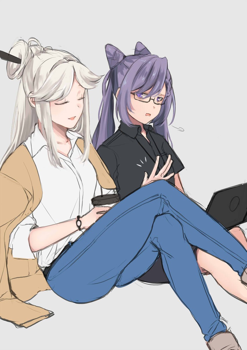 keqing and ningguang (genshin impact) drawn by hinagi_(fox_priest)