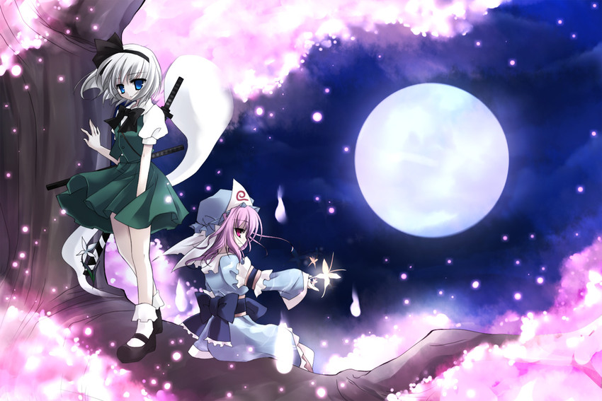 konpaku youmu and saigyouji yuyuko (touhou) drawn by imari_yuka