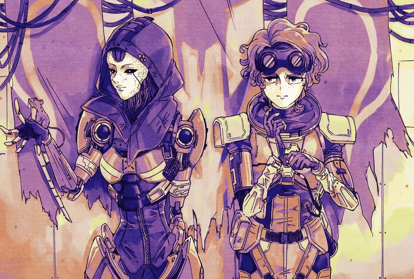 ash, horizon, and ash's rat (apex legends) drawn by mononobex