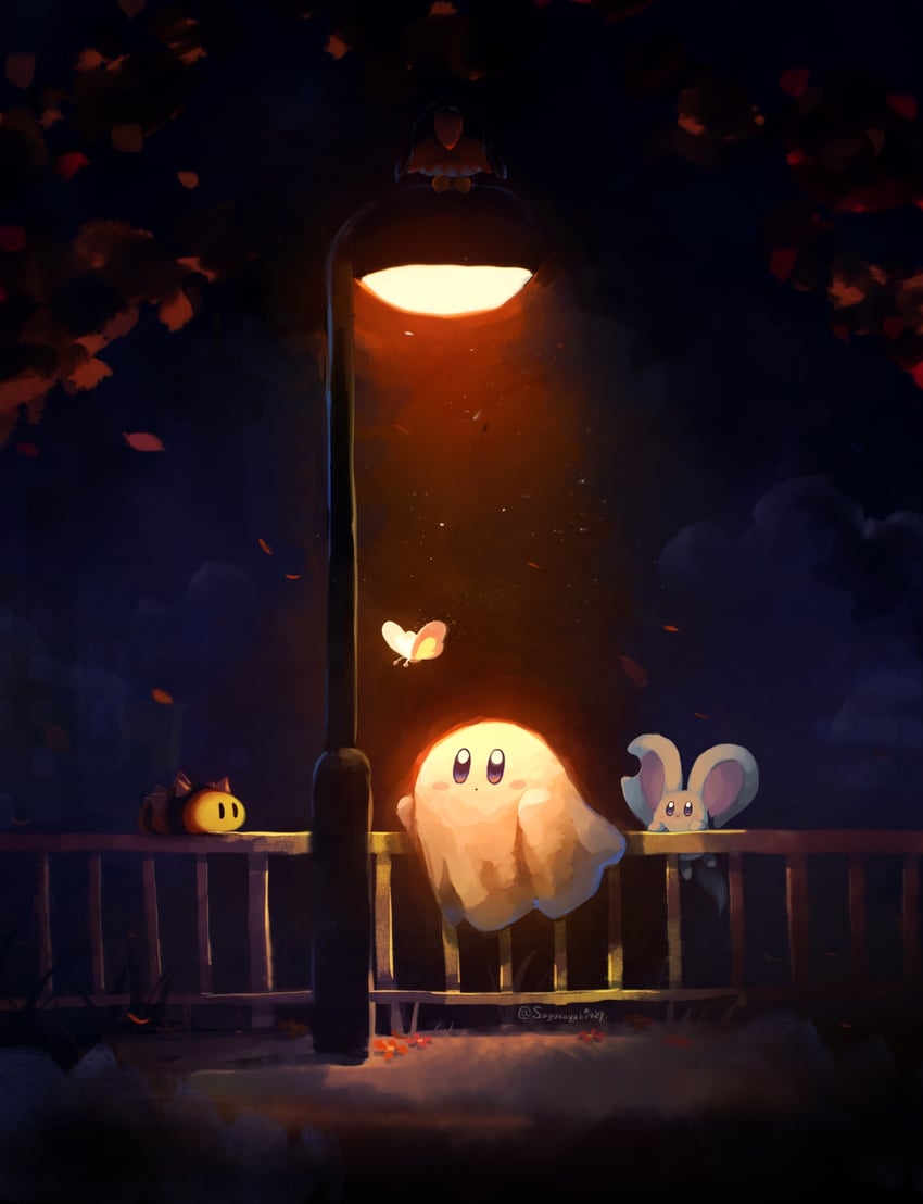 kirby, elfilin, morpho knight, needlous, ghost kirby, and 1 more (kirby) drawn by suyasuyabi
