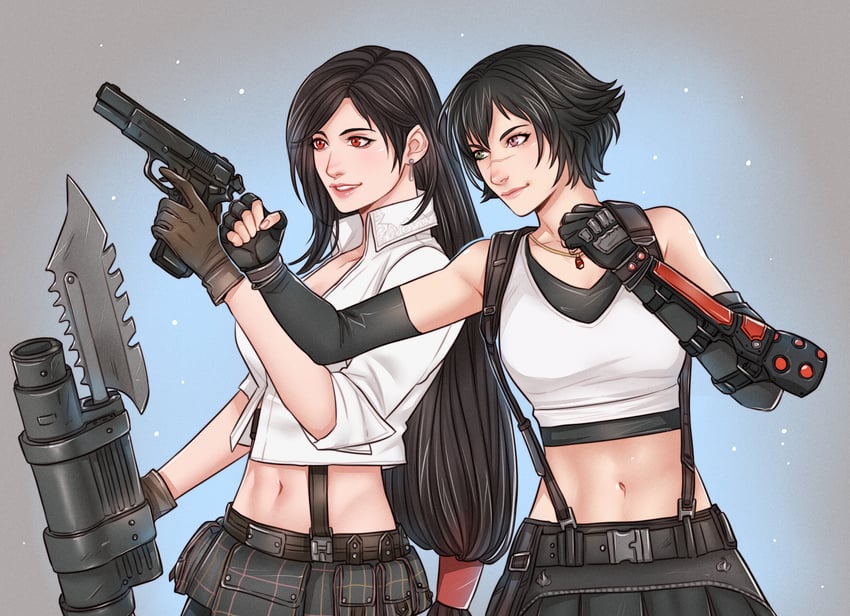 tifa lockhart and lady (final fantasy and 4 more) drawn by crylin6
