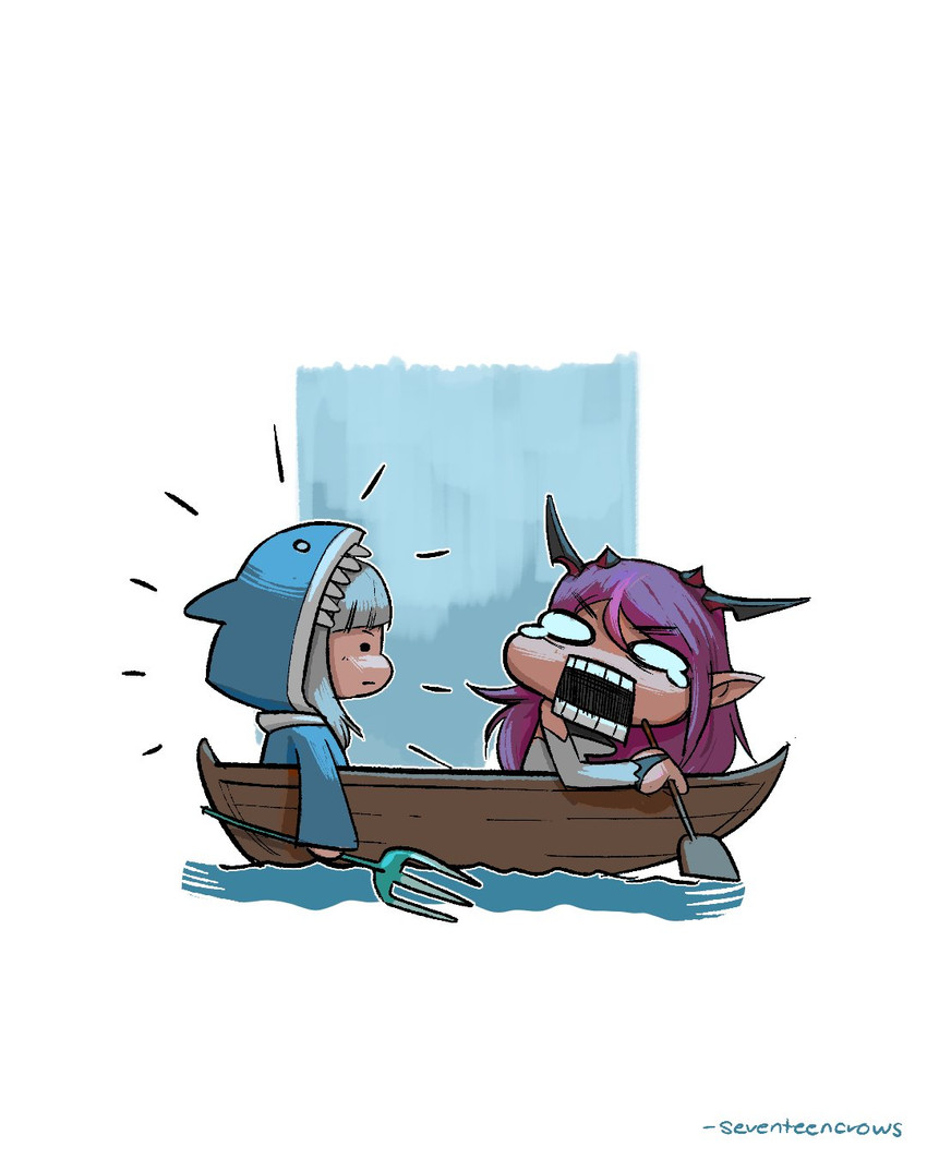gawr gura and irys (hololive and 2 more) drawn by seventeencrows