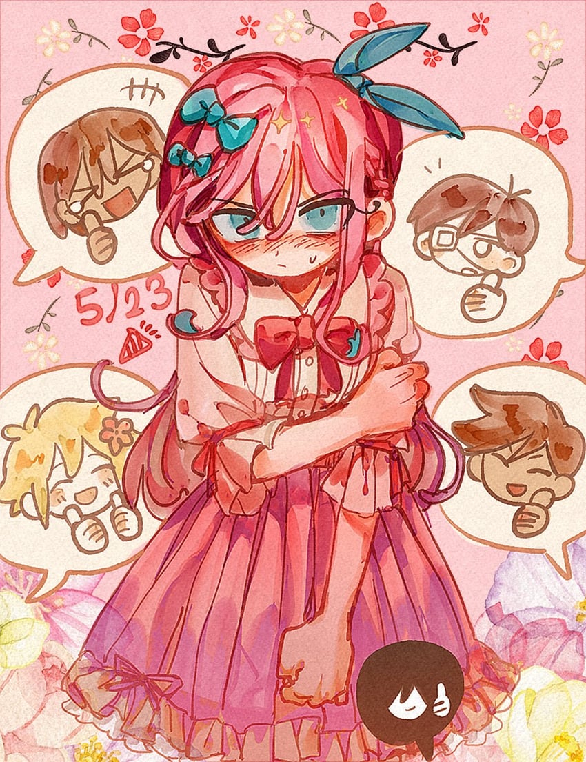 sunny, basil, aubrey, kel, hero, and 1 more (omori) drawn by machine_backup