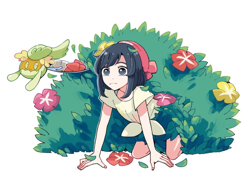 selene and comfey (pokemon and 1 more) drawn by atsumi_yoshioka