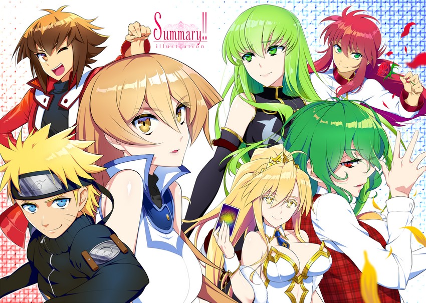 artoria pendragon, kazami yuuka, c.c., uzumaki naruto, yuki judai, and 2 more (touhou and 7 more) drawn by mattari_yufi