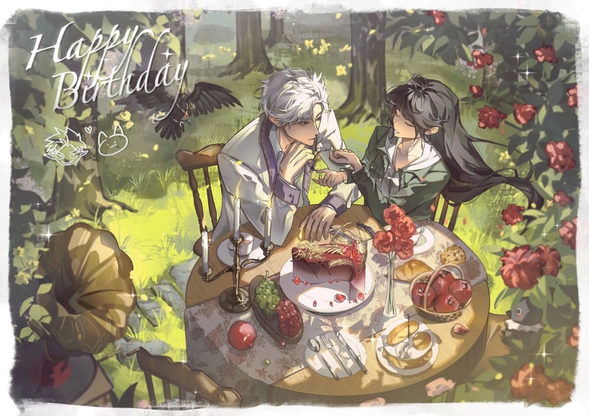 protagonist and sylus (love and deepspace) drawn by yibai0419