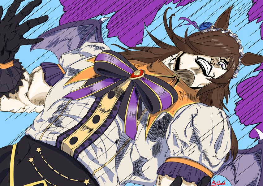 dio brando and rice shower (umamusume and 2 more) drawn by mccloud_(mgpp8282)